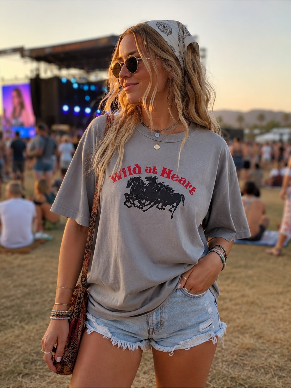 Wild at Heart Graphic Tee - Gray Short Sleeve